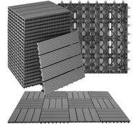 Tectake Composite Decking Tegulas - Click System, Wood Look, Outdoor Safe Set Of 22 - Grey