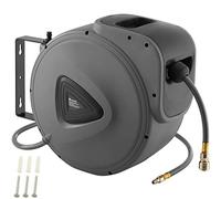 tectake® Compressed Air Hose with Reel, Automatic Rewind, Removable 180° Swivel Wall Mount & ¼ Inch Coupling, Retractable Air Hose Reel with Sturdy Housing for Garage, Garden, Workshop - 30 m