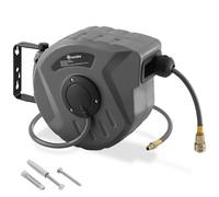 tectake® Compressed Air Hose with Reel, Automatic Rewind, Removable 180° Swivel Wall Mount & ¼ Inch Coupling, Retractable Air Hose Reel with Sturdy Housing for Garage, Garden, Workshop - 10 m