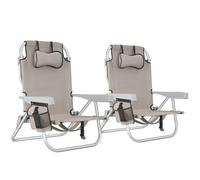 tectake Coral aluminum beach chair, foldable with backpack function in Beige TECTAKE Beige