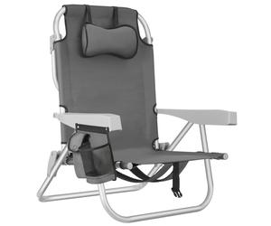 tectake Coral aluminum beach chair, foldable with backpack function in Grey | Size: Single TECTAKE Grey Single