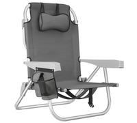 tectake Coral aluminum beach chair, foldable with backpack function in Grey TECTAKE Grey
