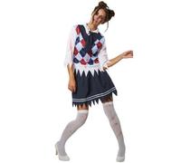 Womens Costume Zombie School Girl Bloody Student Fancy Dress Carnival Halloween