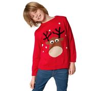 tectake Cute Reindeer Kids' Christmas Jumper in Red | Size: 9-10 Years TECTAKE Red 9-10 Years