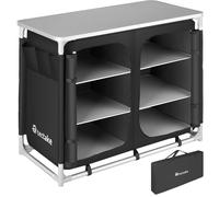 Tectake Camping Kitchen - Foldable With 6 Compartments, Aluminium Frame - Black