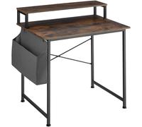 Tectake Desk - With Shelving And Fabric Storage Bag 80 Cm - Industrial Wood Dark, Rustic