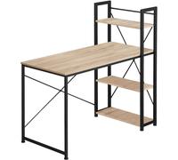 TecTake Hershey Office Desk With Integrated Side Shelf - Brown, Brown