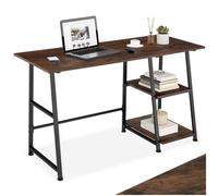 Tectake Office Desk Paisley 120X50X73.5Cm With 2 Shelves - Brown, Brown