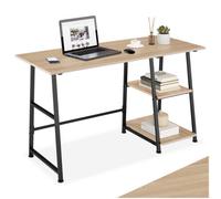 Tectake Desk Paisley - Trapezoidal Frame, Shelf With 2 Storage Compartments 50 Cm - Industrial Wood Light, Oak Sonoma