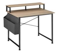 Tectake Desk - With Shelving And Fabric Storage Bag 120 Cm - Industrial Wood Light, Oak Sonoma