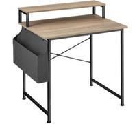 Tectake Desk - With Shelving And Fabric Storage Bag 80 Cm - Industrial Wood Light, Oak Sonoma