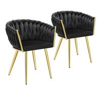 tectake Dining Chair Astano in Black | Size: 2 Pack TECTAKE Black 2 Pack