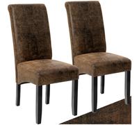 Tectake Dining Chair - Ergonomic Seat Shape, High Backrest, Padded, Faux Leather - Antique Brown