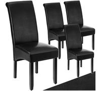 Tectake Dining Chair - Ergonomic Seat Shape, High Backrest, Padded, Faux Leather - Black