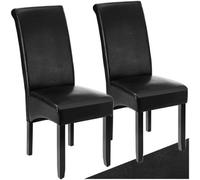 Tectake Dining Chair - Ergonomic Seat Shape, High Backrest, Padded, Faux Leather - Black