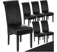Tectake Dining Chair - Ergonomic Seat Shape, High Backrest, Padded, Faux Leather - Black