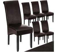 Tectake Dining Chair - Ergonomic Seat Shape, High Backrest, Padded, Faux Leather - Brown