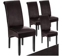 Tectake Dining Chair - Ergonomic Seat Shape, High Backrest, Padded, Faux Leather - Brown