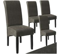 Tectake Dining Chair - Ergonomic Seat Shape, High Backrest, Padded, Faux Leather - Gray Marbled