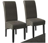 Tectake Dining Chair - Ergonomic Seat Shape, High Backrest, Padded, Faux Leather - Gray Marbled