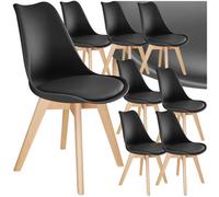 Tectake Dining Chair Frederikke With Padded Seat, Ergonomic Shape, And Wooden Legs - Black/black