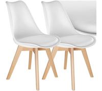 Tectake Dining Chair Frederikke With Padded Seat, Ergonomic Shape, And Wooden Legs - White/white