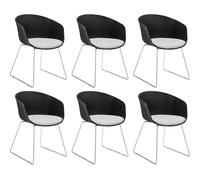 tectake Dining Chair Logart Set Of 6 - Black/Chrome in Black | Size: 6 Pack TECTAKE Black 6 Pack