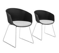 tectake Dining Chair Logart Set Of 2 - Black/Chrome in Black | Size: 2 Pack TECTAKE Black 2 Pack