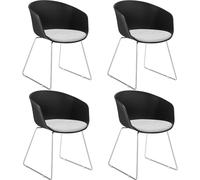 tectake Dining Chair Logart Set Of 4 - Black/Chrome in Black | Size: 4 Pack TECTAKE Black 4 Pack