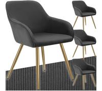 Tectake Marilyn Dining Chair Anthracite And Gold Set Of 4, Black