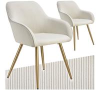 Tectake Marilyn Dining Chair Cream And Gold Set Of 2, Cream