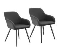 Tectake 1 Dining Chair Marilyn - Corduroy Look, Upholstered, Armchair, Continuous Backrest - Anthracite/black