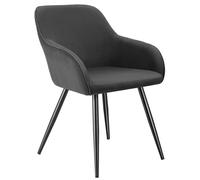 Tectake 1 Dining Chair Marilyn - Corduroy Look, Upholstered, Armchair, Continuous Backrest - Anthracite/black