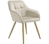 tectake Dining Chair Marilyn Per Piece - Cream/Gold in Cream | Size: 1 Pack TECTAKE Cream 1 Pack