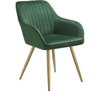 tectake Dining Chair Marilyn Per Piece - Dark Green/Gold in Dark Green | Size: 1 Pack TECTAKE Dark Green 1 Pack