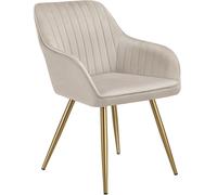 tectake Dining Chair Marilyn Per Piece - Taupe/Gold in Taupe | Size: 1 Pack TECTAKE Taupe 1 Pack