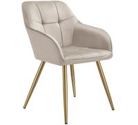 tectake Dining Chair Marilyn Per Piece - Taupe/Gold in Taupe | Size: 1 Pack TECTAKE Taupe 1 Pack