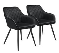 tectake Dining Chair Marilyn Set Of 2 - Black/Black in Black | Size: 2 Pack TECTAKE Black 2 Pack