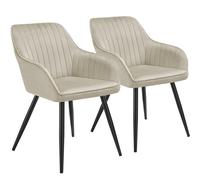 TecTake Chair Marilyn - Velvet Look, Quilted, Continuous Backrest, Slim Steel Legs, Cream
