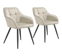 tectake Dining Chair Marilyn Set Of 2 - Cream/Black in Cream | Size: 2 Pack TECTAKE Cream 2 Pack