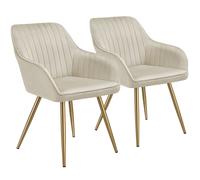 tectake Dining Chair Marilyn Set Of 2 - Cream/gold in Cream | Size: 2 Pack TECTAKE Cream 2 Pack