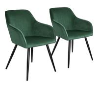 tectake Dining Chair Marilyn Set Of 2 - Dark Green / Black | Size: 2 Pack TECTAKE Dark Green 2 Pack