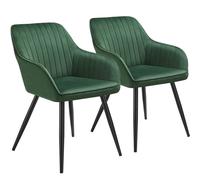 tectake Dining Chair Marilyn Set Of 2 - Dark Green / Black | Size: 2 Pack TECTAKE Dark Green 2 Pack