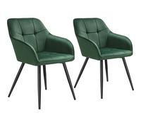 tectake Dining Chair Marilyn Set Of 2 - Dark Green / Black | Size: 2 Pack TECTAKE Dark Green 2 Pack