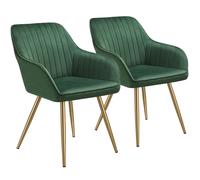 tectake Dining Chair Marilyn Set Of 2 - Dark Green/gold in Dark Green | Size: 2 Pack TECTAKE Dark Green 2 Pack