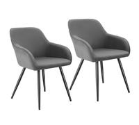 tectake Dining Chair Marilyn Set Of 2 - Grey/Black in Grey | Size: 2 Pack TECTAKE Grey 2 Pack