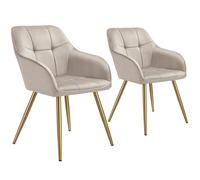 tectake Dining Chair Marilyn Set Of 2 - Taupe/Gold in Taupe | Size: 2 Pack TECTAKE Taupe 2 Pack