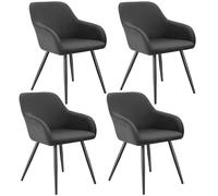tectake Dining Chair Marilyn in Dark Grey | Size: 4 Pack TECTAKE Dark Grey 4 Pack