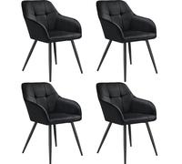 tectake Dining Chair Marilyn Set Of 4 - Black/Black in Black | Size: 4 Pack TECTAKE Black 4 Pack