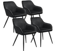 tectake Dining Chair Marilyn Set Of 4 - Black/Black in Black | Size: 4 Pack TECTAKE Black 4 Pack